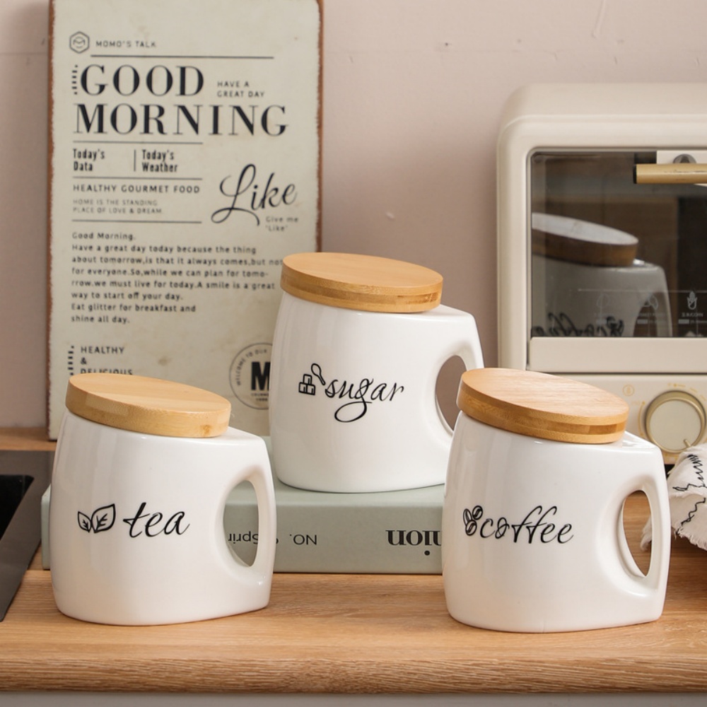 Canister Coffee Sugar Tea - Pot de rangement en céramique avec