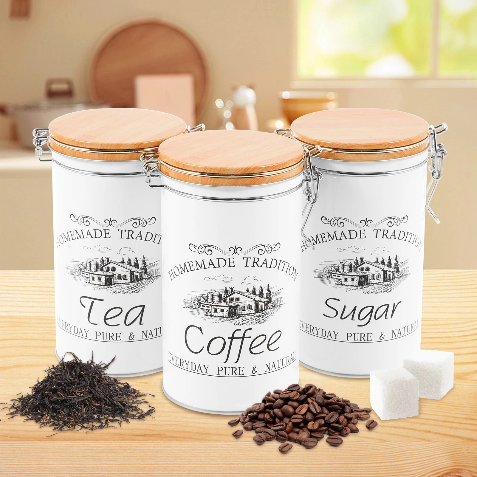 3 pièces/ensemble thé café suc - Canister Coffee Sugar Tea avis et prix