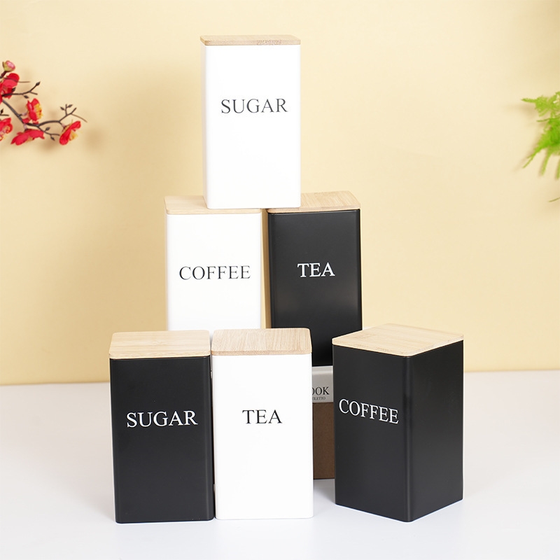 Boîte de rangement en fer avec - Canister Coffee Sugar Tea avis et prix
