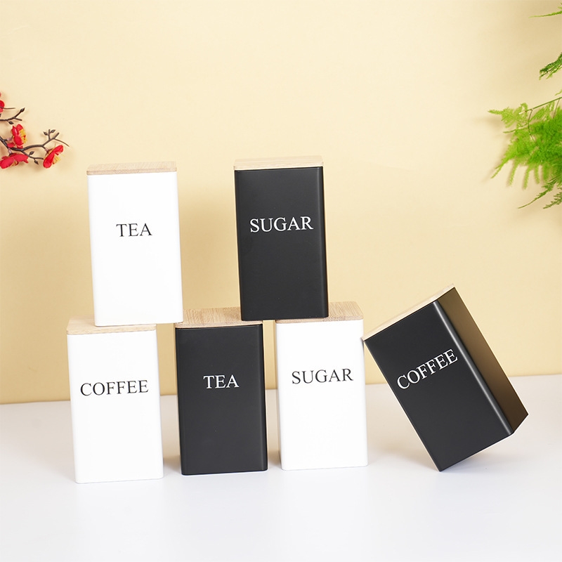 Boîte de rangement en fer avec - Canister Coffee Sugar Tea avis et prix