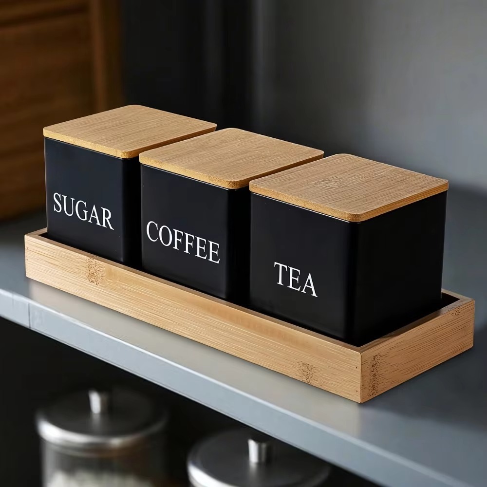 Lot de 3 boîtes de cuisine en  - Canister Coffee Sugar Tea avis et prix