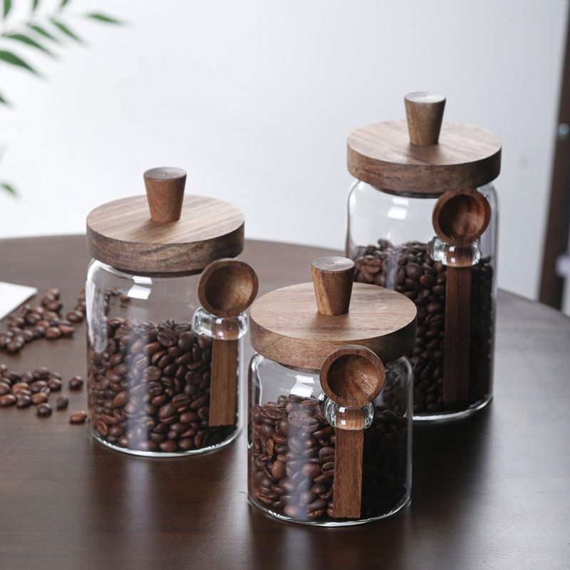 Pot de stockage en verre avec  - Canister Coffee Sugar Tea avis et prix